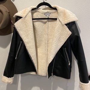 Leather & wool bomber jacket
